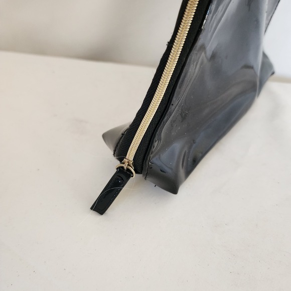 Jimmy Choo Parfums Pleather Black Bag Makeup Case Gold Tone Zipper - Picture 3 of 4